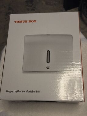 Source Unknown White and Orange Tissue Box Dispenser